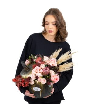 Aranjament floral in dovleac boho - imagine 2